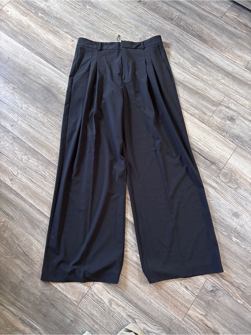 Zara Black Wide-Leg Pleated Women's Dress Pants